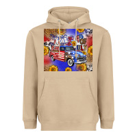 Mushroom Fourth Of July Sunflowers Truck Heavyweight Hoodie - FaDigitalArtStudio