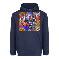Navy Fourth Of July Sunflowers Truck Heavyweight Hoodie - FaDigitalArtStudio