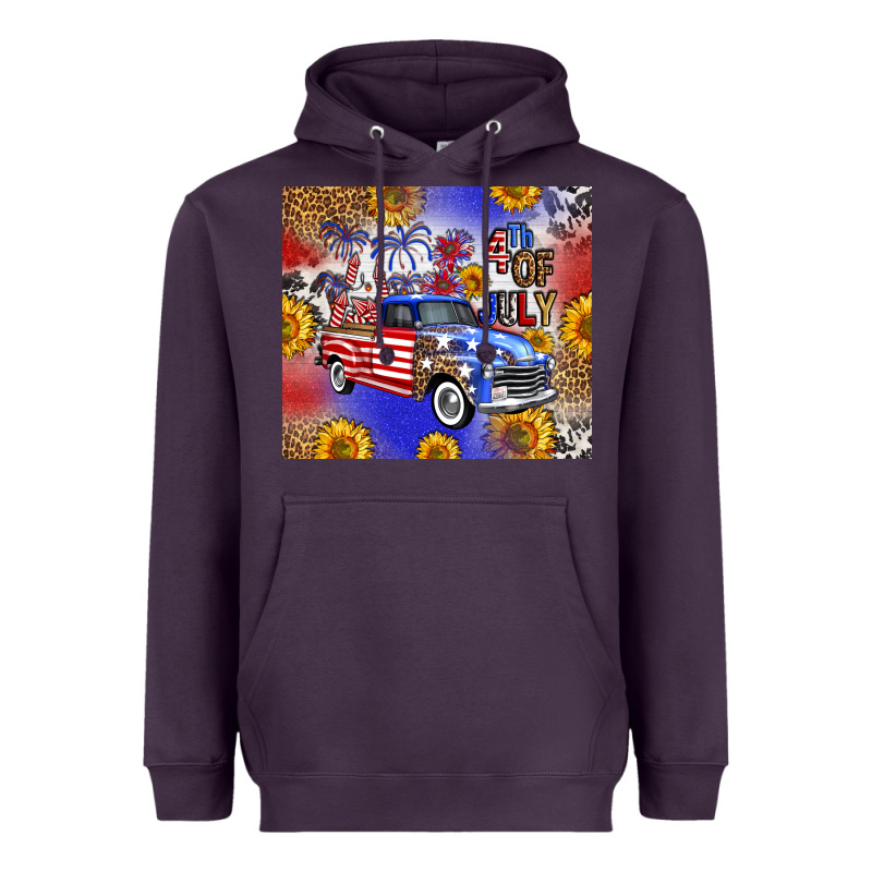 Fourth Of July Sunflowers Truck Heavyweight Hoodie by FaDigitalArtStudio | Teevron