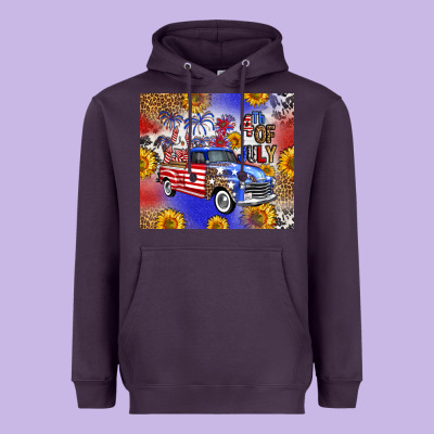 Fourth Of July Sunflowers Truck Heavyweight Hoodie Designed By Fadigitalartstudio