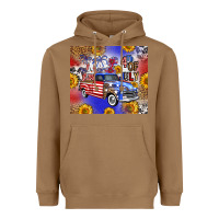Toasted Coconut Fourth Of July Sunflowers Truck Heavyweight Hoodie - FaDigitalArtStudio