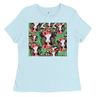 Baby Blue baby cow floral aztec tumbler Ladies Tee - Jasminsmagicworld