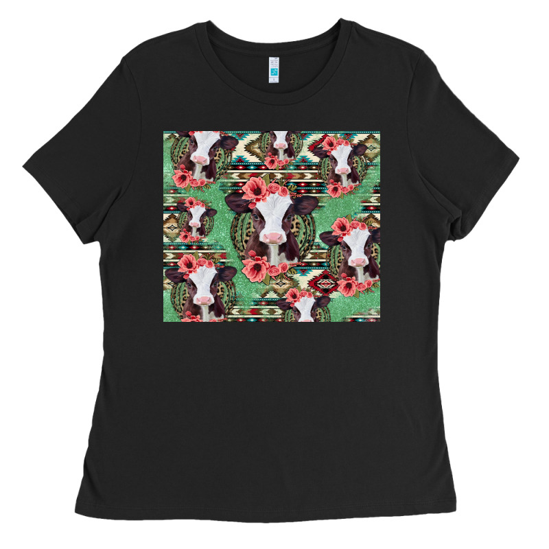 Baby Cow Floral Aztec Tumbler Ladies Tee by Jasminsmagicworld | Teevron