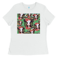 White baby cow floral aztec tumbler Ladies Tee - Jasminsmagicworld