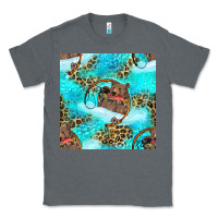 Charcoal Heather Mama Bear Hunting Fish With Leopard Seamless Pattern Classic Tee - BundleAndBundleShop