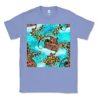 Colony Blue Mama Bear Hunting Fish With Leopard Seamless Pattern Classic Tee - BundleAndBundleShop