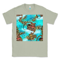 Matcha Mama Bear Hunting Fish With Leopard Seamless Pattern Classic Tee - BundleAndBundleShop