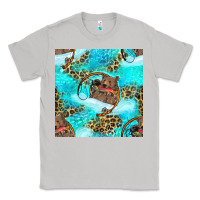 Moon Dust Mama Bear Hunting Fish With Leopard Seamless Pattern Classic Tee - BundleAndBundleShop
