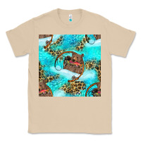 Mushroom Mama Bear Hunting Fish With Leopard Seamless Pattern Classic Tee - BundleAndBundleShop