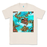 Natural Mama Bear Hunting Fish With Leopard Seamless Pattern Classic Tee - BundleAndBundleShop
