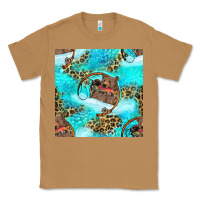 Toasted Coconut Mama Bear Hunting Fish With Leopard Seamless Pattern Classic Tee - BundleAndBundleShop