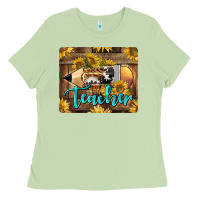 Matcha Western Teacher Pencil With Sunflowers Ladies Tee - LillyAllenDesigns