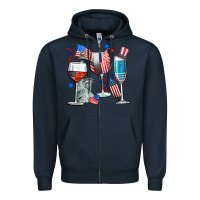 Navy american wine Zipper Hoodie - CowGirlArtShop