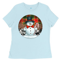 Baby Blue western snowman christmas ornament Ladies Tee - Jasminsmagicworld