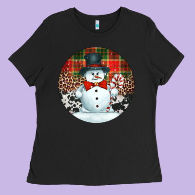 Western Snowman Christmas Ornament Ladies Tee Designed By Jasminsmagicworld
