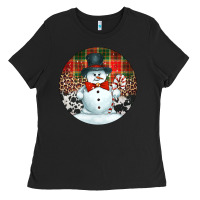 Black western snowman christmas ornament Ladies Tee - Jasminsmagicworld