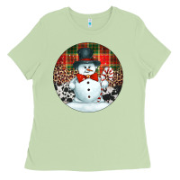 Matcha western snowman christmas ornament Ladies Tee - Jasminsmagicworld