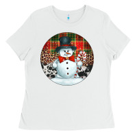 White western snowman christmas ornament Ladies Tee - Jasminsmagicworld