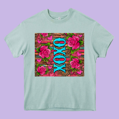 Xoxo Valentine's Day Pink Roses And Hearts Heavy Core Tee Designed By Jasminsmagicworld