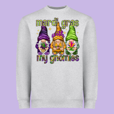 Mardi Gras With My Gnomes Heavyweight Sweatshirt Designed By Nancycooperartshop
