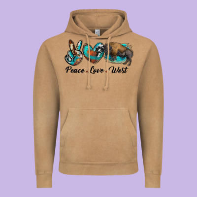 Peace Love West Bison Vintage Hoodie Designed By Ranaportraitstore