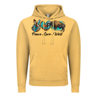 Vintage Mustard peace love west bison Vintage Hoodie - RanaPortraitStore