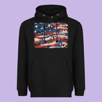 Leopard Glitter American Flag Heavyweight Hoodie Designed By Fadigitalartstudio