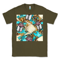 Army Green Paper Fish And Canned With Anchor Seamless Pattern Pbs Classic Tee - BundleAndBundleShop