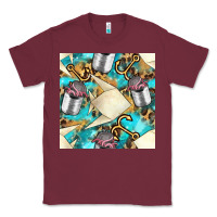 Burgundy Paper Fish And Canned With Anchor Seamless Pattern Pbs Classic Tee - BundleAndBundleShop