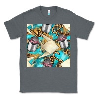 Charcoal Heather Paper Fish And Canned With Anchor Seamless Pattern Pbs Classic Tee - BundleAndBundleShop