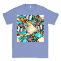 Colony Blue Paper Fish And Canned With Anchor Seamless Pattern Pbs Classic Tee - BundleAndBundleShop