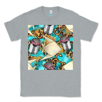 Heather Grey Paper Fish And Canned With Anchor Seamless Pattern Pbs Classic Tee - BundleAndBundleShop