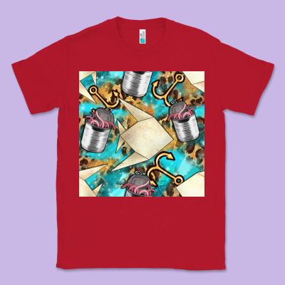 Paper Fish And Canned With Anchor Seamless Pattern Pbs Classic Tee Designed By Bundleandbundleshop