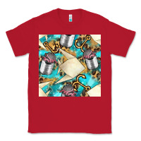Red Paper Fish And Canned With Anchor Seamless Pattern Pbs Classic Tee - BundleAndBundleShop