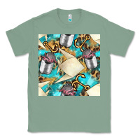 Sage Paper Fish And Canned With Anchor Seamless Pattern Pbs Classic Tee - BundleAndBundleShop