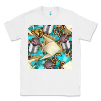 White Paper Fish And Canned With Anchor Seamless Pattern Pbs Classic Tee - BundleAndBundleShop