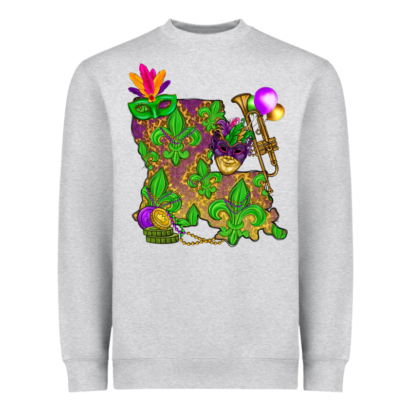 Louisiana Map Mardi Gras Heavyweight Sweatshirt by NancyCooperArtShop | Teevron