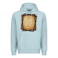 Blue Mist Burlap and Leopard  Black Frame Premium Hoodie - CowCowDesign