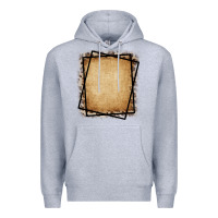 Heather Grey Burlap and Leopard  Black Frame Premium Hoodie - CowCowDesign