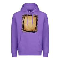 Purple Burlap and Leopard  Black Frame Premium Hoodie - CowCowDesign