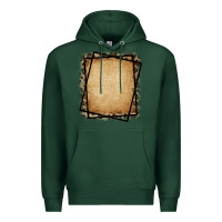 Sports Green Burlap and Leopard  Black Frame Premium Hoodie - CowCowDesign