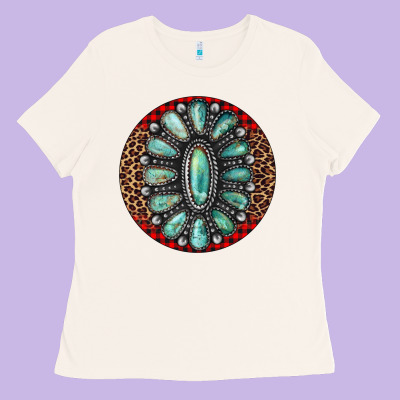 Turquoise Gemstone Christmas Ornament Ladies Tee Designed By Jasminsmagicworld