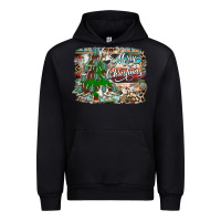 Black merry Christmas tree western Urban Hoodie - CowhideDigitalArt
