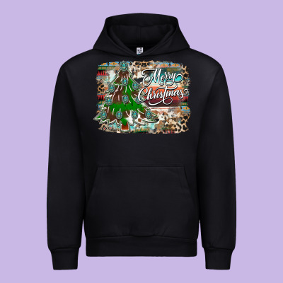 Merry Christmas Tree Western Urban Hoodie Designed By Cowhidedigitalart