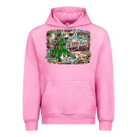 Fuchsia Pink merry Christmas tree western Urban Hoodie - CowhideDigitalArt