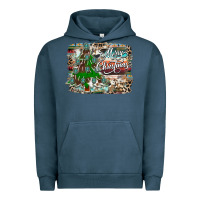 Pigment Midnight Navy merry Christmas tree western Urban Hoodie - CowhideDigitalArt