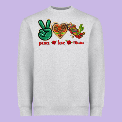 Peace Love Mexico Heavyweight Sweatshirt Designed By Texasbilliewilder