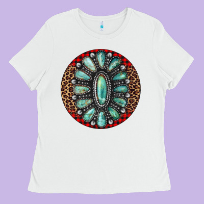 Turquoise Gemstone Christmas Ornament Ladies Tee Designed By Jasminsmagicworld
