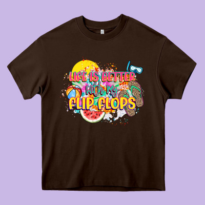 Life Is Better With My Flip Flops Heavy Core Tee Designed By Nancycooperartshop