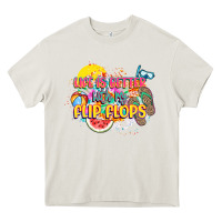 Cream Life is better with my flip flops Heavy Core Tee - NancyCooperArtShop